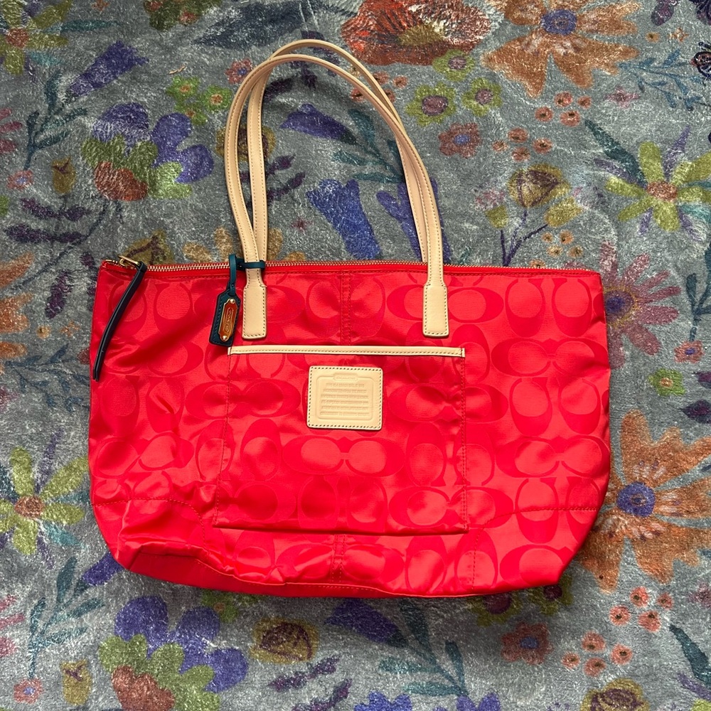 Coach red nylon purse, Signature Legacy NWOT y2k 90s 2000s